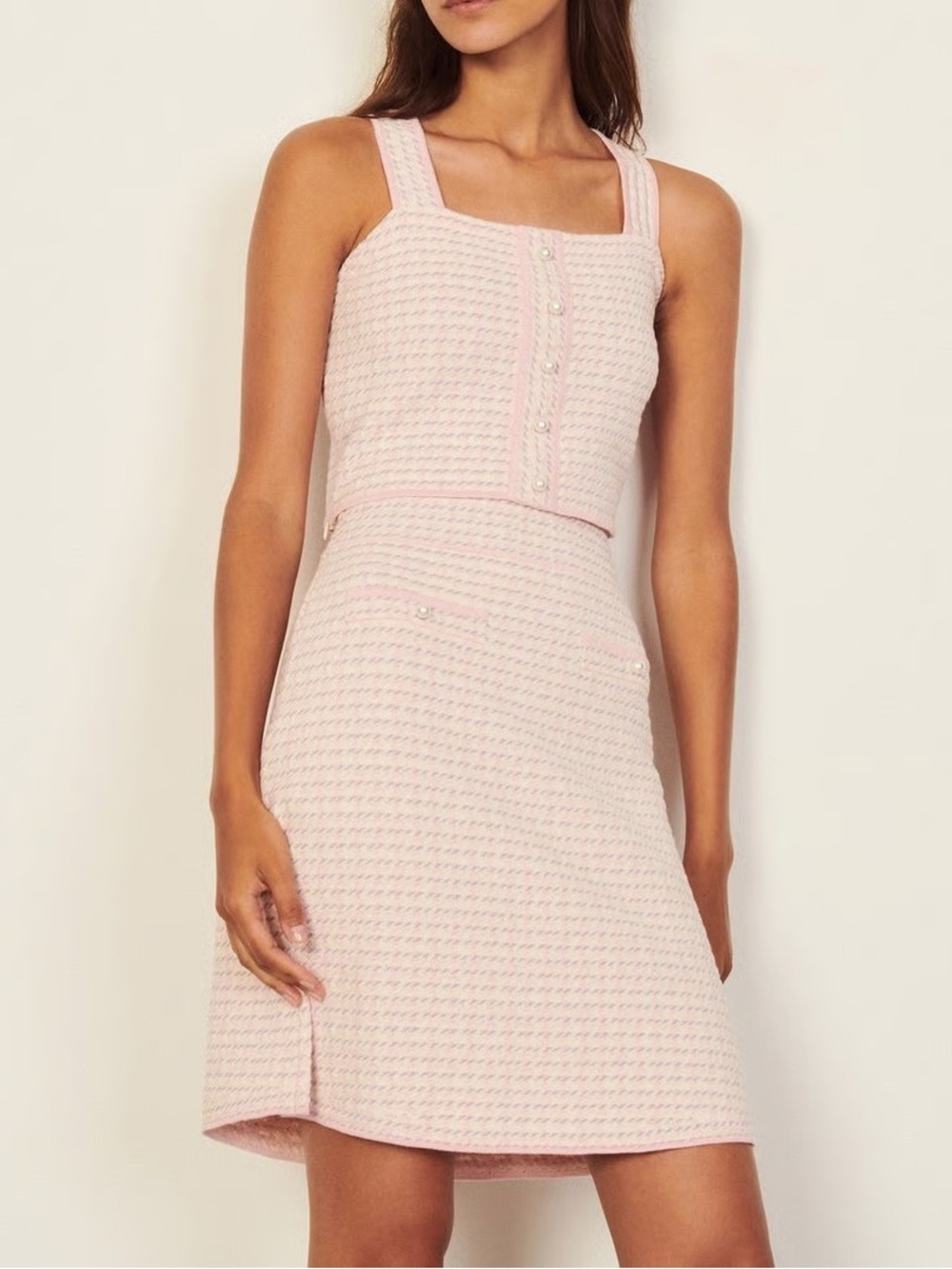 Sandro Short Skirt in Fancy Tweed with Pearls